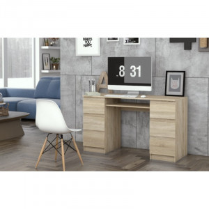 BIM501 - Masa de Birou 130 cm, office - Sonoma, Stejar si Gri