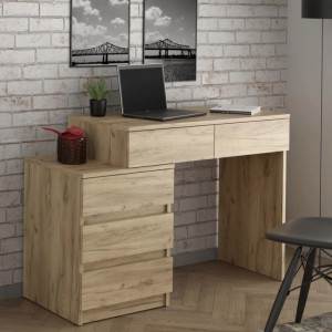 BIM504 - Birou stanga/dreapta, 113 cm, masa de calculator cu 5 sertare, office - culoarea Stejar