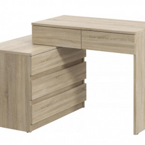 BIM507 - Birou stanga/dreapta, 115/130 cm, masa de calculator drept sau pe colt cu 5 sertare, office - Sonoma