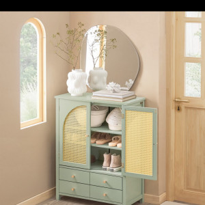 COV2 - Comoda 68 cm, cu 4 sertare si 2 dulapuri pentru dormitor, living, dining, hol - Verde