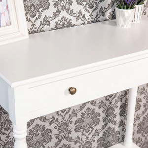 MAA213 - Masa toaleta, 80 cm, consola cosmetica machiaj masuta vanity make-up cu raft pentru hol - Alb