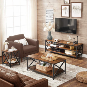 NOI6 - Set 2x noptiere pentru dormitor, 40x40x50 cm, masuta auxiliara living, hol - Maro, stil industrial