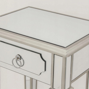 NOOG507 - Noptiera oglinda 45 cm, cu 1 sertar, dormitor - Oglinda - Argintiu