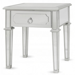 NOOG509 - Noptiera oglinda 54 cm, cu 1 sertar, dormitor - Oglinda - Argintiu