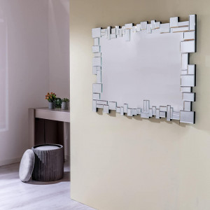 OGG15 - Oglinda 100x70 cm, pentru perete ornamentala dormitor, living - Argintie