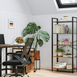 RAI23 - Rafturi 66x30x153 cm, pentru birou, living, hol, dormitor, stil industrial - Maro