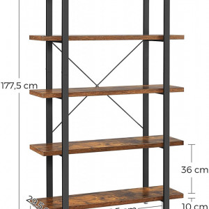 RAI31 - Rafturi 105x33x177 cm, pentru birou, living, hol, dormitor, stil industrial - Maro