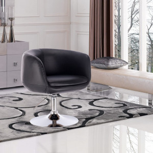 SCA215 - Scaun tapitat Negru pentru masa toaleta, birou, bar, lounge, imitatie de piele, inaltime reglabila