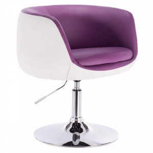 SCA228 - Scaun tapitat Alb si Violet pentru masa toaleta, birou, bar, lounge, imitatie de piele, inaltime reglabila