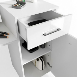 SEA265 - Set Masa alba toaleta 140 cm cosmetica machiaj, oglinda cu LED la alegere, masuta vanity