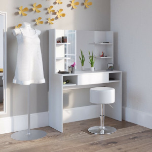 SEA269 - Set Masa toaleta cosmetica machiaj, 100 cm, cu oglinda make-up cu sau fara LED-uri, masuta vanity - Alb