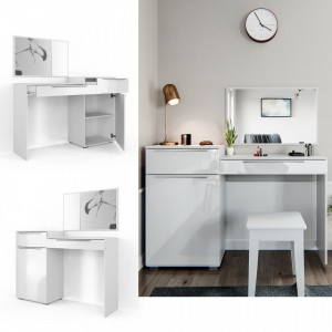 SEA337 - Set Masa alba toaleta moderna cosmetica machiaj oglinda masuta vanity cu oglinda