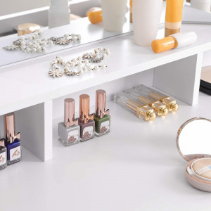 SEA340 - Set Masa alba toaleta moderna, 100 cm, cosmetica machiaj oglinda masuta vanity cu oglinda