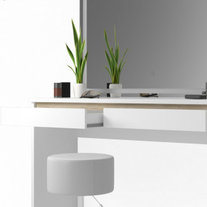 SEA370 - Set Masa alba toaleta 120 cm cosmetica machiaj, oglinda cu LED, masuta vanity