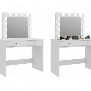 SEA504 - Set Masa toaleta cosmetica machiaj oglinda masuta vanity, oglinda cu LED-uri - Alb, Maro sau Negru