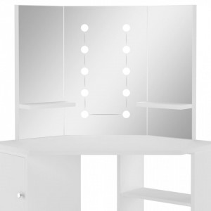SEA701 - Set Masa alba toaleta cosmetica machiaj, la alegere cu oglinda cu LED, masuta vanity pe colt