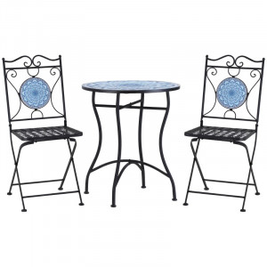 SEGAL3 - Set Masa si scaune pliante Mozaic gradina, terasa, balcon - Albastru