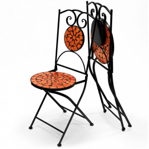 SEGP201 - Set Masa si scaune pliante Mozaic gradina, terasa, balcon - Portocaliu teracota