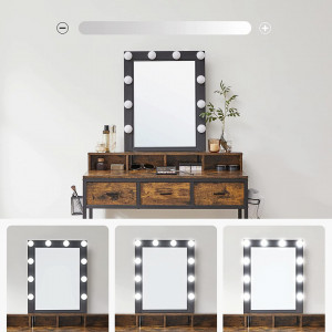 SEM7 - Set Masa maro toaleta cosmetica machiaj oglinda cu LED, masuta makeup, scaunel taburet tapitat