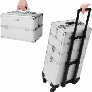 STG1 - Statie Makeup portabila, 35 cm, troler, organizator, portfard, geanta, valiza - Gri