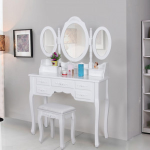 SEA113 - Set Masa alba toaleta cosmetica machiaj oglinda masuta