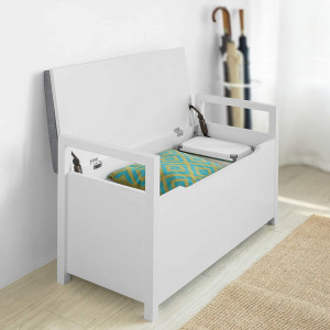 BAA23 - Banca 86 cm pentru Hol, pantofi, depozitare - Alba