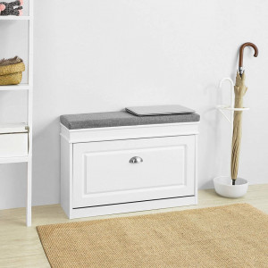 BAA39 - Banca 75 cm pentru Hol, pantofi, depozitare pantofi - Alba