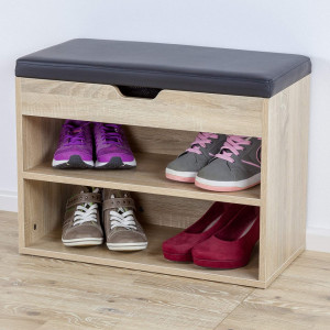 BAM223 - Banca 60 cm pentru Hol, pantofi, depozitare - Maro, Alb, Alb-Negru, Wenge, Sonoma, Stejar