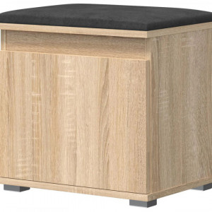 BAM508 - Banca 50x37x51 cm, Pantofar pentru Hol, pantofi, depozitare - Sonoma cu tapiterie Gri/Albastru/Verde