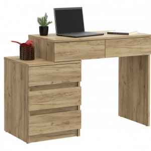 BIM504 - Birou stanga/dreapta, 113 cm, masa de calculator cu 5 sertare, office - culoarea Stejar