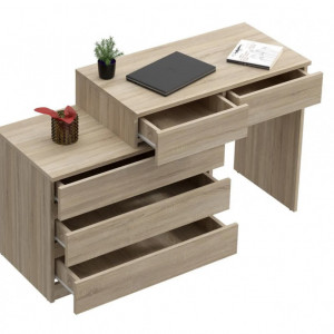 BIM507 - Birou stanga/dreapta, 115/130 cm, masa de calculator drept sau pe colt cu 5 sertare, office - Sonoma