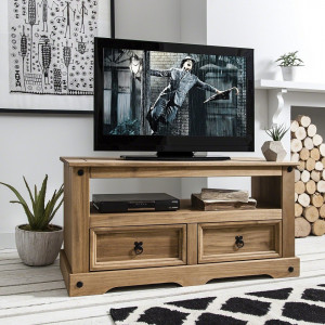 COM202 - Comoda TV, dulap cu 2 sertare si raft, dormitor, living - Maro