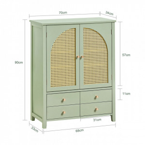 COV2 - Comoda 68 cm, cu 4 sertare si 2 dulapuri pentru dormitor, living, dining, hol - Verde
