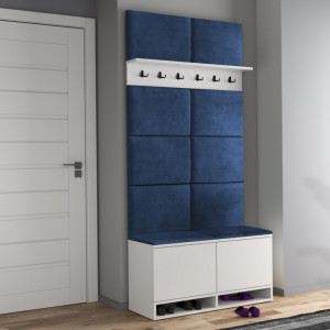 CUI506 - Cuier 100x37x213 cm - 6 agatatori haine, hol, pantofar - Alb