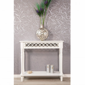 MAA214 - Masa toaleta, 78 cm, consola cosmetica machiaj masuta vanity make-up cu raft pentru hol - Alb