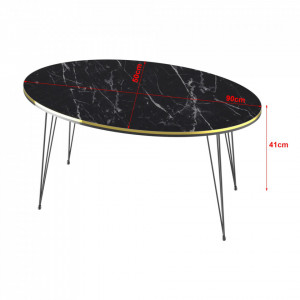 MCN5 - Masuta de cafea ovala, 90 cm - Negru