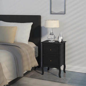 NON212 - Set 2x Noptiere, 40x30x60 cm, cu 2 sertare - Negru