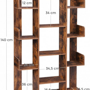 RAI16 - Rafturi 86 cm, pentru birou, living, stil industrial - Maro