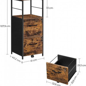 RAI34 - Rafturi, etajera 41x40.2x107.9 cm, pentru birou, living, hol, dormitor, stil industrial - Maro