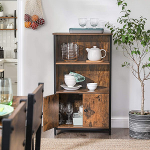 RAI39 - Rafturi, vitrina, etajera 60x32x104 cm, pentru birou, living, hol, dormitor, bucatarie, stil industrial - Maro