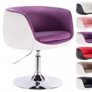 SCA201 - Scaun tapitat Alb si Violet pentru masa toaleta, birou, bar, lounge, imitatie de piele, inaltime reglabila