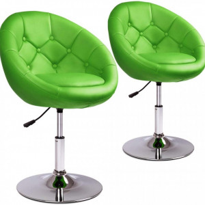 SCA210 - Set 2x Scaune tapitate pentru masa toaleta, birou, bar, lounge, club, imitatie de piele, inaltime reglabila - Mov sau Verde
