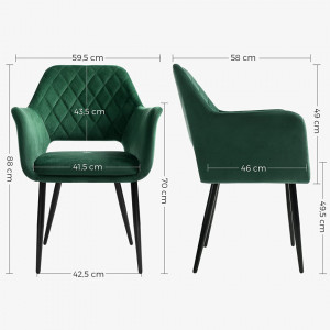 SCV1 - Set 4x Scaune, fotolii tapitate pentru living, bucatarie, masuta toaleta - Verde