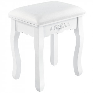 SEA268 - Set Masa toaleta 75 cm cosmetica machiaj, oglinda in forma de inima, masuta vanity, scaun tapitat - Alb sau Negru