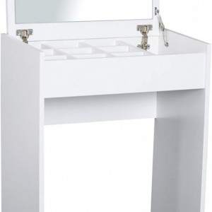 SEA292 - Set Masa toaleta, 60 cm, cosmetica machiaj, oglinda rabatabila , masuta vanity, comoda make-up, scaun tapitat - Alb
