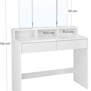 SEA340 - Set Masa alba toaleta moderna, 100 cm, cosmetica machiaj oglinda masuta vanity cu oglinda