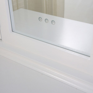 SEA76 - Set Masa toaleta, 90 cm, cosmetica, masa machiaj cu oglinda LED si scaun, masuta vanity - Alb