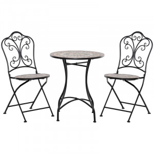 SEGM10 - Set Masa si 2 scaune pliante Mozaic gradina, terasa, balcon - Maro
