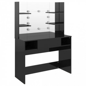 SEN705 - Set Masa toaleta, 100 cm, cosmetica machiaj cu oglinda cu LED, masuta vanity - Negru Lucios