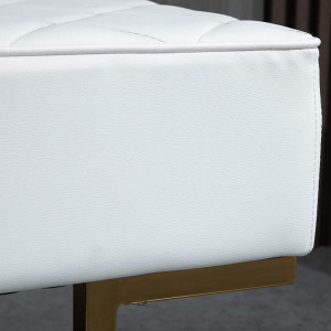 BAA217 - Bancuta 120 cm, Canapea, fotoliu, sofa, bancheta, banca living, divan dormitor, hol: Alba, piele ecologica